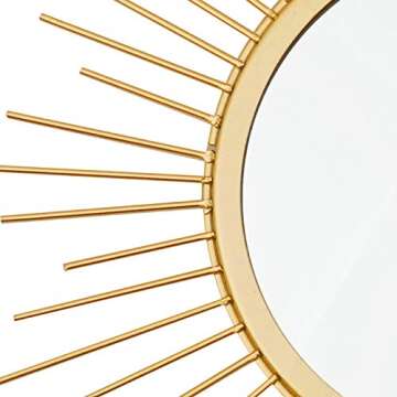 3 Pack Metal Mirrors for Wall Sunburst Wall Mirrors Home Décor Decorative Hanging Wall Art for Living Room Bedroom Entryway (Gold, Flower+Sunburst)