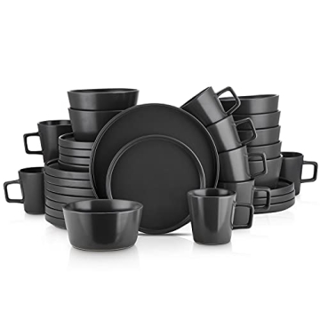 Elevate Dining with Stone Lain Coupe Dinnerware Set for 8 in Black Matte