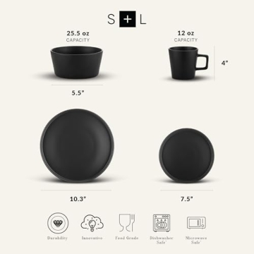 Stone Lain 32-Piece Coupe Dinnerware Set in Black Matte