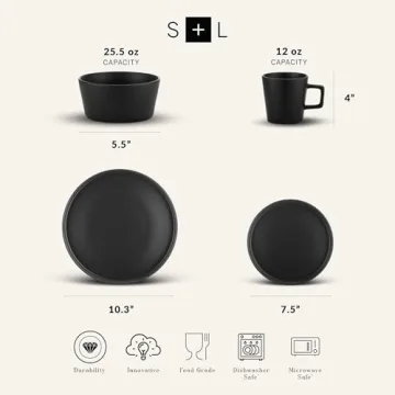 Stone Lain 32-Piece Coupe Dinnerware Set in Black Matte