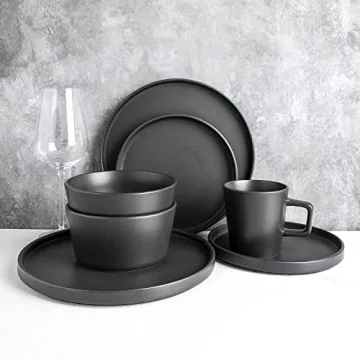 Stone Lain 32-Piece Coupe Dinnerware Set in Black Matte