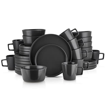 Stone Lain 32-Piece Coupe Dinnerware Set in Black Matte