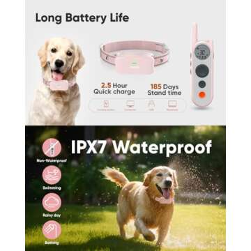 Htcuto Wireless Dog Fence System - 3500ft Range, 6000ft Remote Training Collar 2-in-1, Rechargeable, IPX7 Waterproof, 3 Modes (Beep, Vibration, Shock), Keypad Lock, LED Light for 10-130lbs Dogs