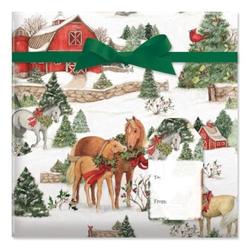 Current Holiday Horses Christmas Rolled Wrapping Paper - Beautiful & Eco-Friendly