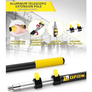 Opow 4.5-18 FT Telescopic Extension Pole, Multi-Purpose Aluminum Alloy Telescoping Rod with Flip-Lock Design, Sturdy for Painting Dusting, High House Maintenance, and Window Cleaning