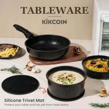 KIKCOIN 20 Pcs Pots and Pans Set Non Stick, Detachable Handle Cookware Sets Nonstick, Non Toxic Induction RV Kitchen Cooking Set with Removable Handles, Dishwasher/Oven Safe, Easy Clean (Black)