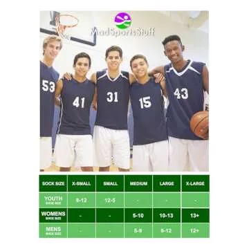 MadSportsStuff Basketball Socks with Basketball Logo Crew Socks (Purple/Gold, Small)