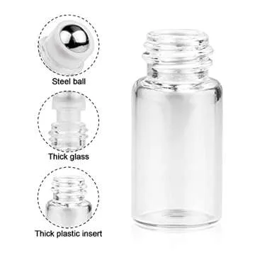 3ml Roller Bottles 20 Pcs Clear Glass Roll on Bottles Refillable Essential Oil Perfume Rollerball Bottles Container vial (gold cap)