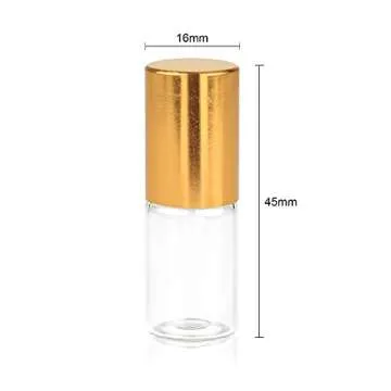 3ml Roller Bottles 20 Pcs Clear Glass Roll on Bottles Refillable Essential Oil Perfume Rollerball Bottles Container vial (gold cap)