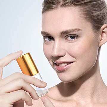 3ml Roller Bottles 20 Pcs Clear Glass Roll on Bottles Refillable Essential Oil Perfume Rollerball Bottles Container vial (gold cap)