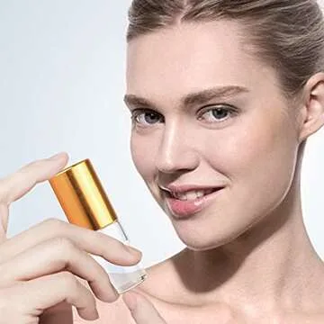 3ml Roller Bottles 20 Pcs Clear Glass Roll on Bottles Refillable Essential Oil Perfume Rollerball Bottles Container vial (gold cap)