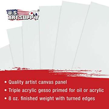 US Art Supply Multi-Pack 6-Ea of 5 x 7, 8 x 10, 9 x 12, 11 x 14 inch. Professional Quality Medium Artist Canvas Panel Assortment Pack (24 Total Panels)