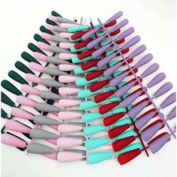 LoveOurHome 360pc Christmas Matte Coffin Press on Nails Long Black Fake Nails Press ons False Nails Full Cover Coffin Nail Tips Long Artificial Fingernails Presson on Manicure for Women Girls