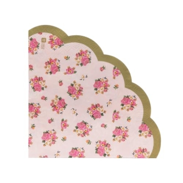 Talking Tables Truly Scrumptious Scalloped Floral Paper Table Napkins for a Tea Party, Pink (20 Pack...
