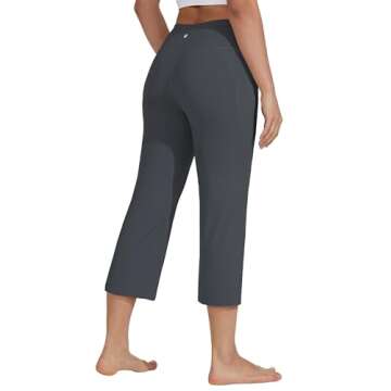 Willit Women's Yoga Capris Pants High Waist Leggings Crop Athletic Exercise Workout Capris Straight Leg 21" Deep Gray XXL