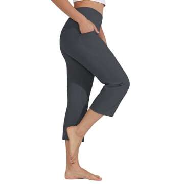 Willit Women's Yoga Capris Pants High Waist Leggings Crop Athletic Exercise Workout Capris Straight Leg 21" Deep Gray XXL