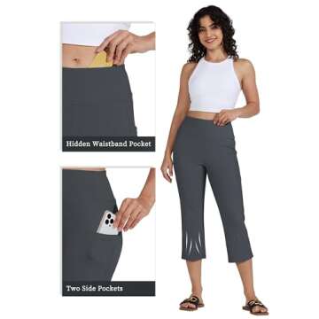 Willit Women's Yoga Capris Pants High Waist Leggings Crop Athletic Exercise Workout Capris Straight Leg 21" Deep Gray XXL