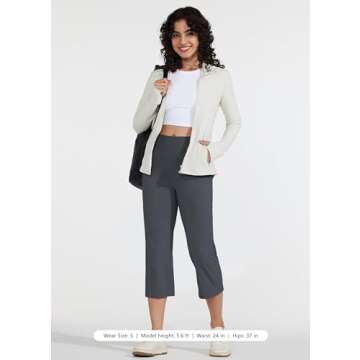 Willit Women's Yoga Capris Pants High Waist Leggings Crop Athletic Exercise Workout Capris Straight Leg 21" Deep Gray XXL