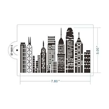 ART Kitchenware 1pcs 7.8"x 5" Skyscrapers Plastic Stencil Template for Cake Decorating Supplies Cake Border Decoration Mold Bakery Tools Semitransparent Dessert Tools ST-865-3