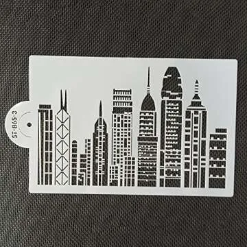 ART Kitchenware 1pcs 7.8"x 5" Skyscrapers Plastic Stencil Template for Cake Decorating Supplies Cake Border Decoration Mold Bakery Tools Semitransparent Dessert Tools ST-865-3