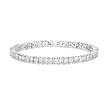 PAVOI 14K Gold Plated Cubic Zirconia Classic Tennis Bracelet | White Gold Bracelets for Women | 3mm ...