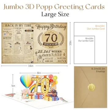 OLOSONG 70th Birthday Card for Men Women with Pop Up Fun