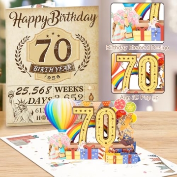 OLOSONG 70th Birthday Card for Men Women with Pop Up Fun