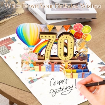 OLOSONG 70th Birthday Card for Men Women with Pop Up Fun
