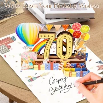 OLOSONG 70th Birthday Card for Men Women with Pop Up Fun