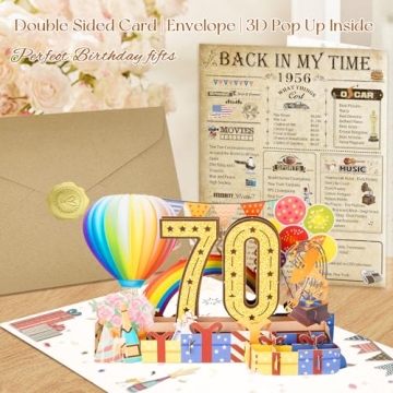 OLOSONG 70th Birthday Card for Men Women with Pop Up Fun