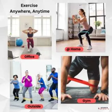 Advanta Sports Resistance Loop Exercise Bands, Set of 5 Colors. Home Fitness, Stretching, Workout –Carry Bag & PDF eGuide