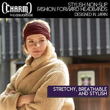 CHARM Brown Japanese Bandana Headbands for Men and Women – Comfortable Head Bands with Elastic Sec...