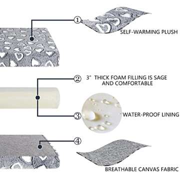 VANKEAN Reversible Cool and Warm Dog Bed Mat for Crates - Stylish Pad With Waterproof Inner Linings and Removable Machine Washable Cover, Firm Support for Small to XX-Large Dogs, Grey