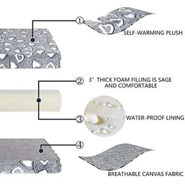 VANKEAN Reversible Cool and Warm Dog Bed Mat for Crates - Stylish Pad With Waterproof Inner Linings and Removable Machine Washable Cover, Firm Support for Small to XX-Large Dogs, Grey