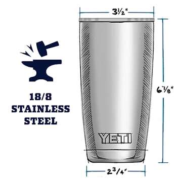 YETI Rambler 20 oz Tumbler, Stainless Steel, Vacuum Insulated with MagSlider Lid, Aquifer Blue