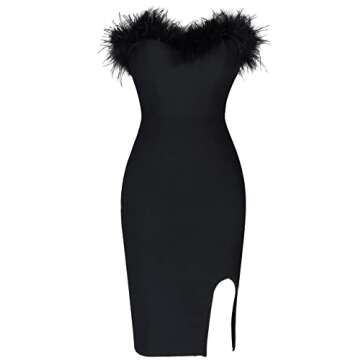 Whoinshop Off Shoulder Feather Party Dress for Elegance