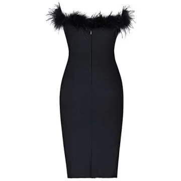 Whoinshop Off Shoulder Feather Party Dress for Elegance