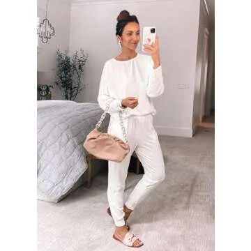 PRETTYGARDEN Women's Fall Fashion Outfits 2 Piece Sweatsuit Long Sleeve Pullover Long Pants Ribbed M...