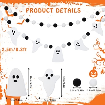 Chic Halloween Ghost Pom Pom Ball Garlands for Decor