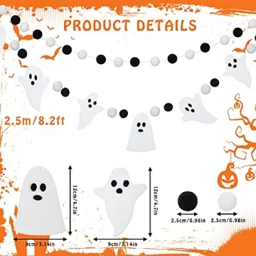 Chic Halloween Ghost Pom Pom Ball Garlands for Decor