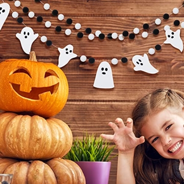 Chic Halloween Ghost Pom Pom Ball Garlands for Decor
