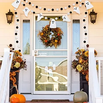 Chic Halloween Ghost Pom Pom Ball Garlands for Decor
