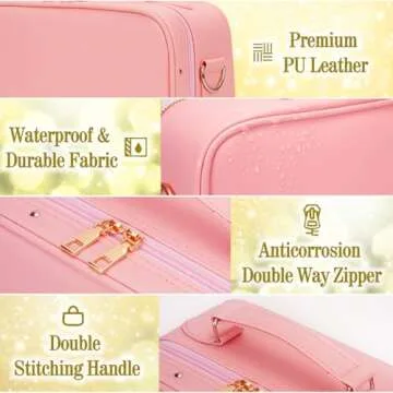 ViKert Travel Makeup Bag with Light Up Mirror,Makeup Travel Case with adjustable dividers,Waterproof Makeup Train Case,lighted Makeup Case with Detachable Mirror