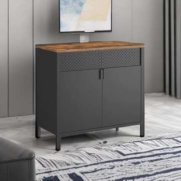 SONGMICS Storage Cabinet - Industrial Style, Adjustable Shelf, Versatile Use