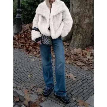Cicy Bell Womens Faux Fur Coat Winter Shaggy Casual Oversized Lapel Jackets Warm Fuzzy Outerwear