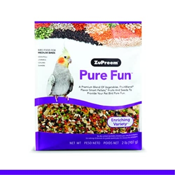 ZuPreem Pure Fun Bird Food - Premium Pellets & Seeds Blend for Medium Birds (2 lb)