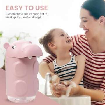 Everyday Solutions Soapbuds Hippo Hand Pump Kids Soap Dispenser - Cute, Durable & Unbreakable Plastic - Easy to Dispense - Great for Soap, Shampoo, Conditioner, Bathrooms and Kitchens