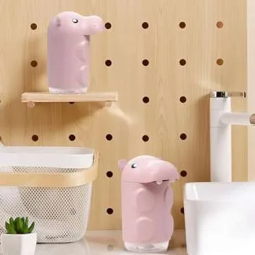 Everyday Solutions Soapbuds Hippo Hand Pump Kids Soap Dispenser - Cute, Durable & Unbreakable Plastic - Easy to Dispense - Great for Soap, Shampoo, Conditioner, Bathrooms and Kitchens