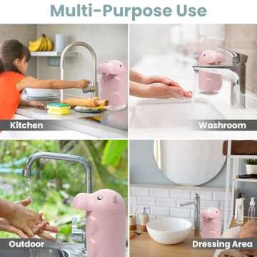Everyday Solutions Soapbuds Hippo Hand Pump Kids Soap Dispenser - Cute, Durable & Unbreakable Plastic - Easy to Dispense - Great for Soap, Shampoo, Conditioner, Bathrooms and Kitchens