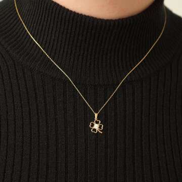 14k Gold Clover Necklace - Dainty Nature Jewelry